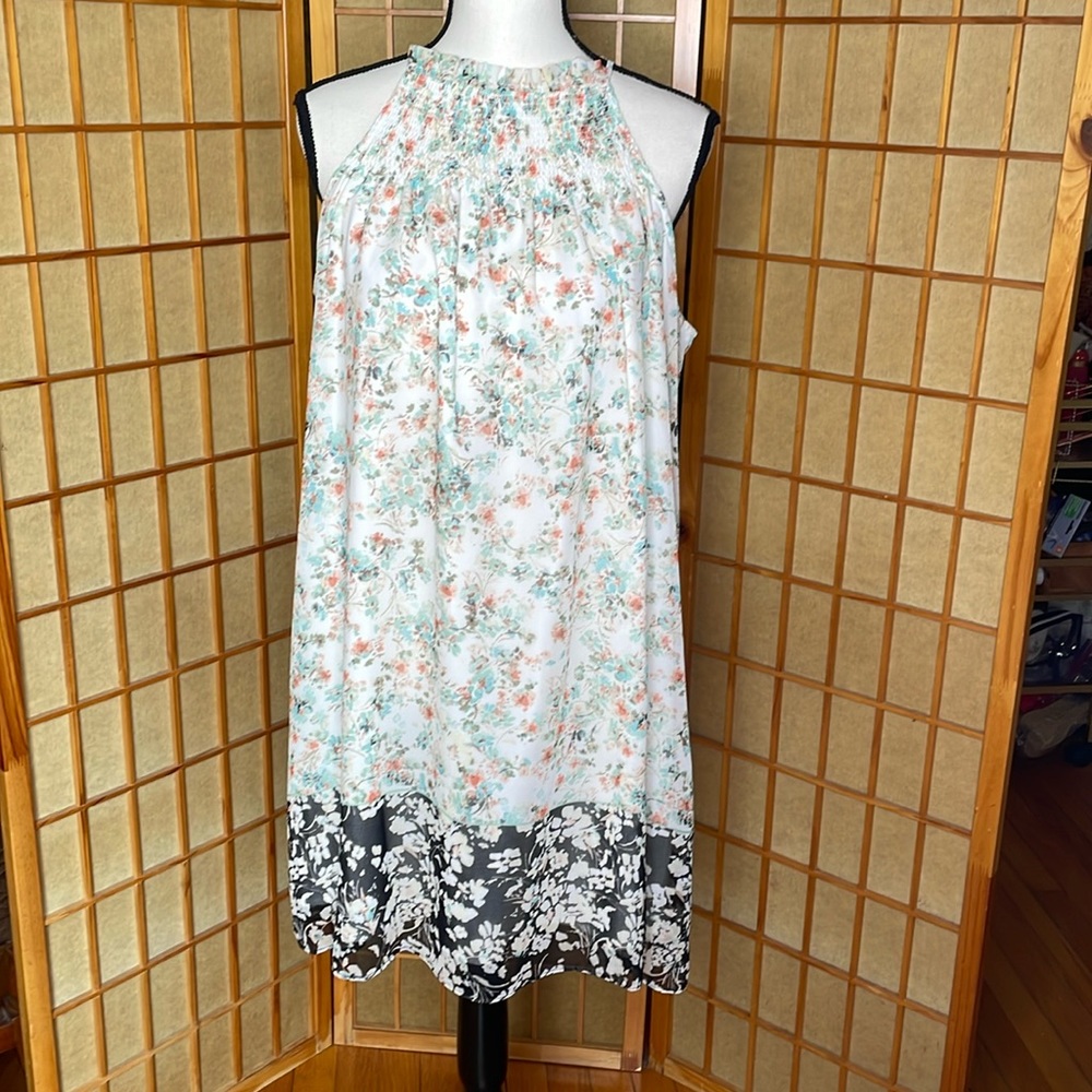 Kaari Blue Dress Halter Style Floral Dress